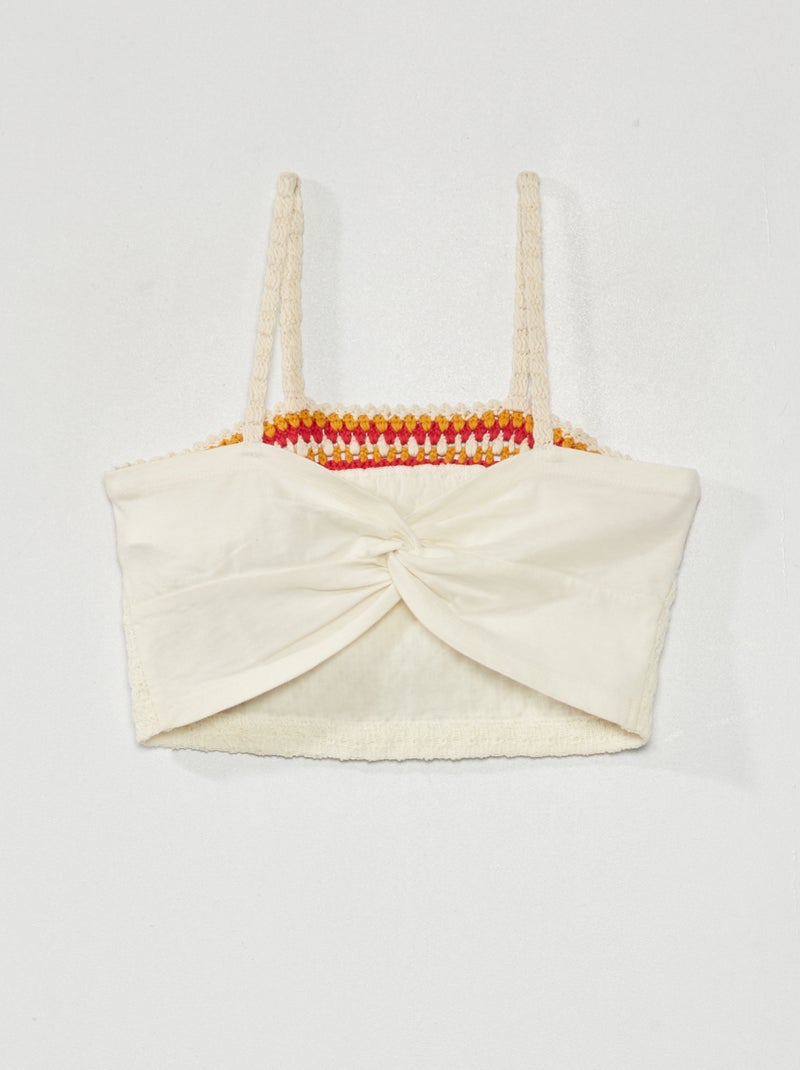 Top court à maille crochet Rose - Kiabi