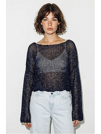 Top court ample en maille à sequins lucci