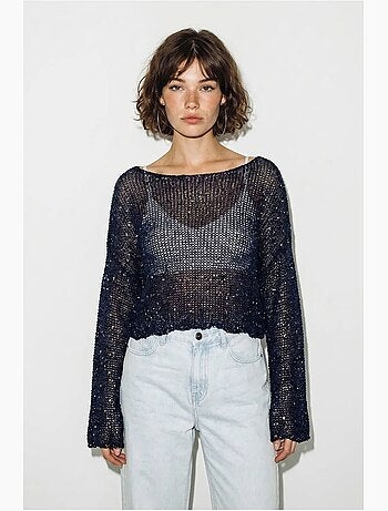 Top court ample en maille à sequins lucci