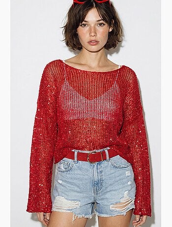 Top court ample en maille à sequins lucci