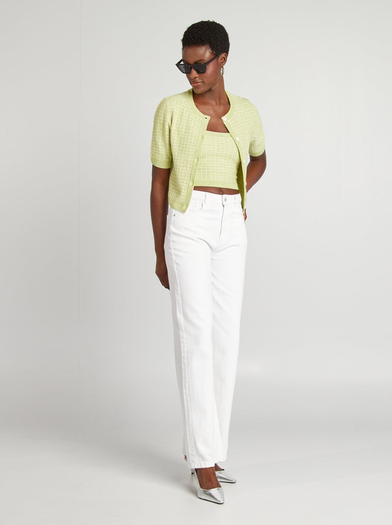 Top court en maille carreaux Vert - Kiabi