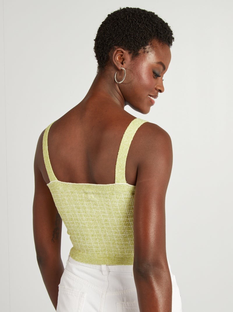 Top court en maille carreaux Vert - Kiabi