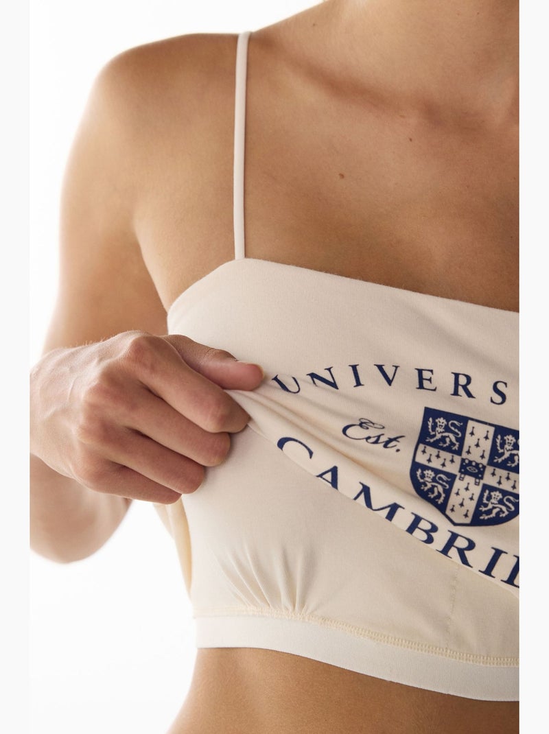 Top court harvard femme penti Crème - Kiabi