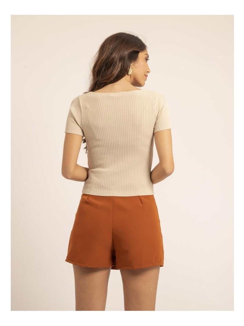 Top court maille FALINI Beige - Kiabi