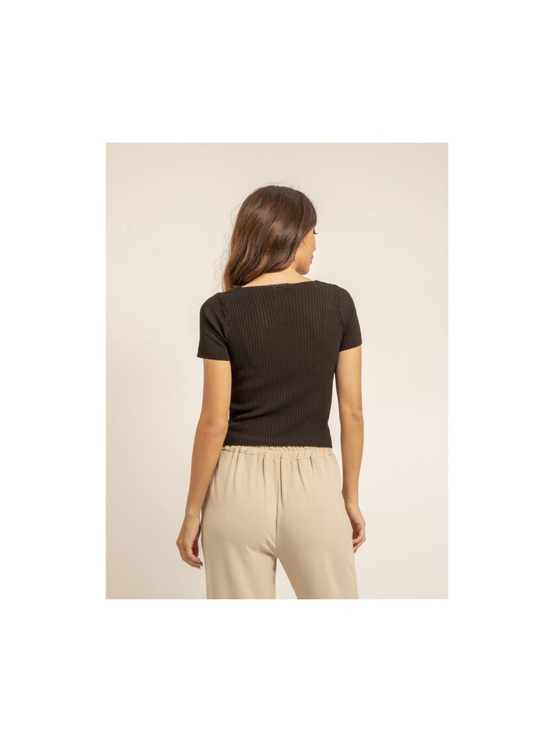 Top court maille FALINI Noir - Kiabi