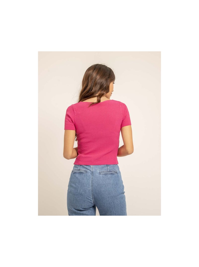 Top court maille FALINI Rose fushia - Kiabi