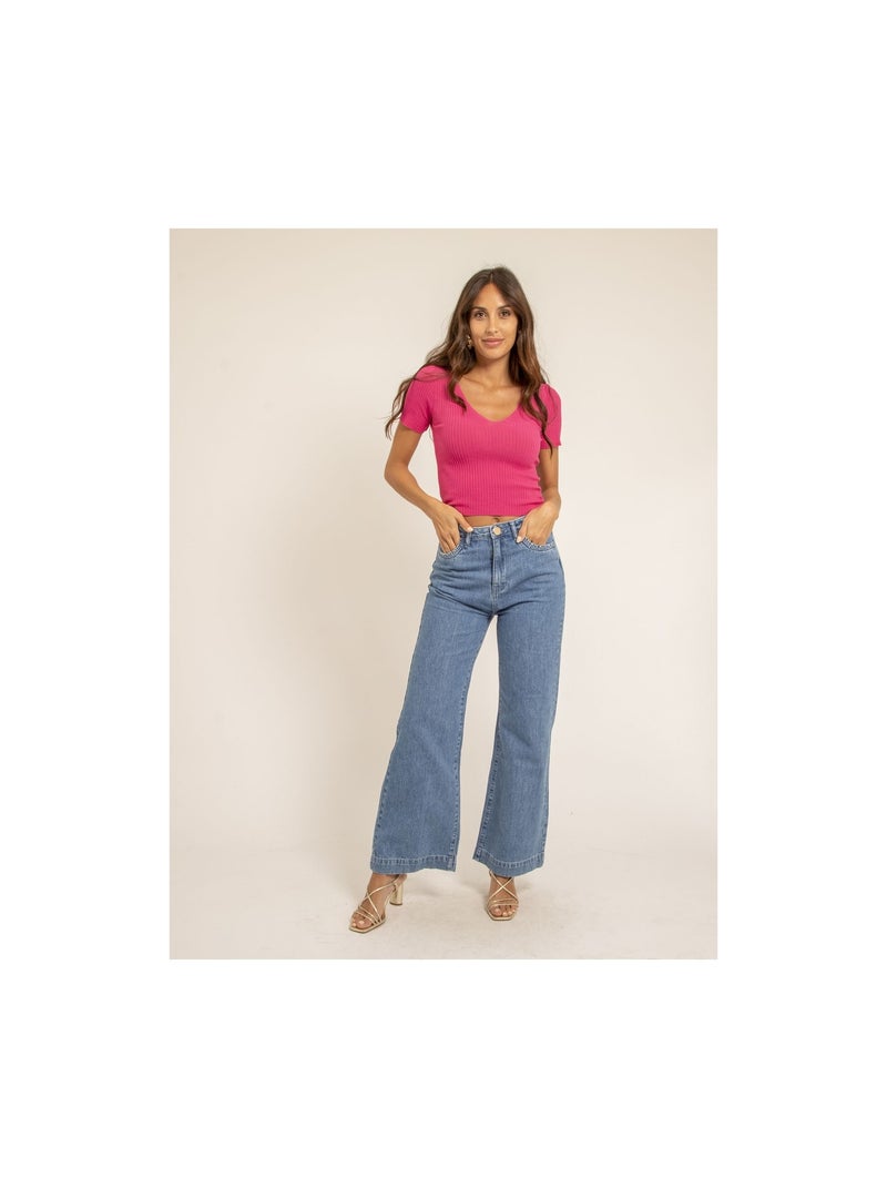 Top court maille FALINI Rose fushia - Kiabi