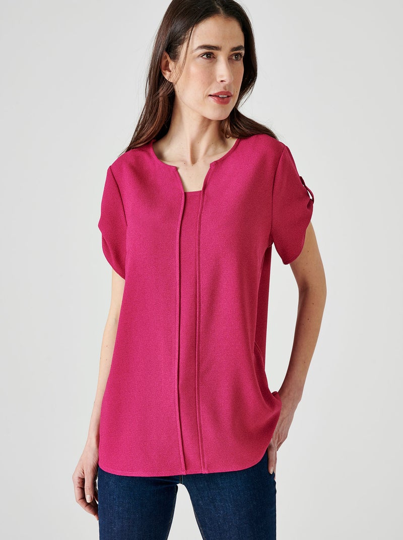 Top crêpe à empiècement - Damart Rose fushia - Kiabi