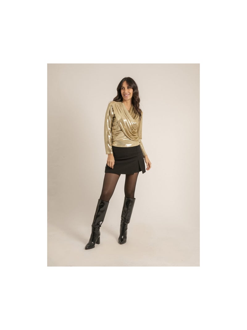 Top croisé manches longues FRIDALIA Noir Doré - Kiabi
