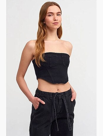 Top crop en denim, ajusté et bustier dilvin