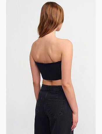 Top crop en denim, ajusté et bustier dilvin