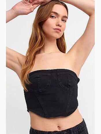 Top crop en denim, ajusté et bustier dilvin