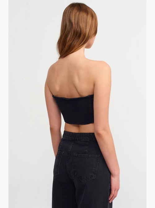 Top crop en denim, ajusté et bustier dilvin - Kiabi Top crop en denim, ajusté et bustier dilvin - Kiabi