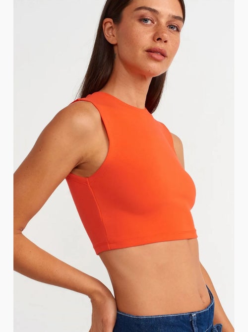 Top crop sans manches en jersey de coton dilvin - Kiabi
