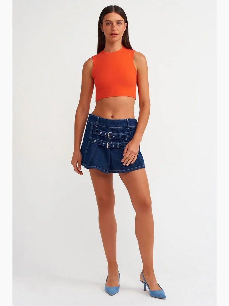 Top crop sans manches en jersey de coton dilvin Ambre - Kiabi