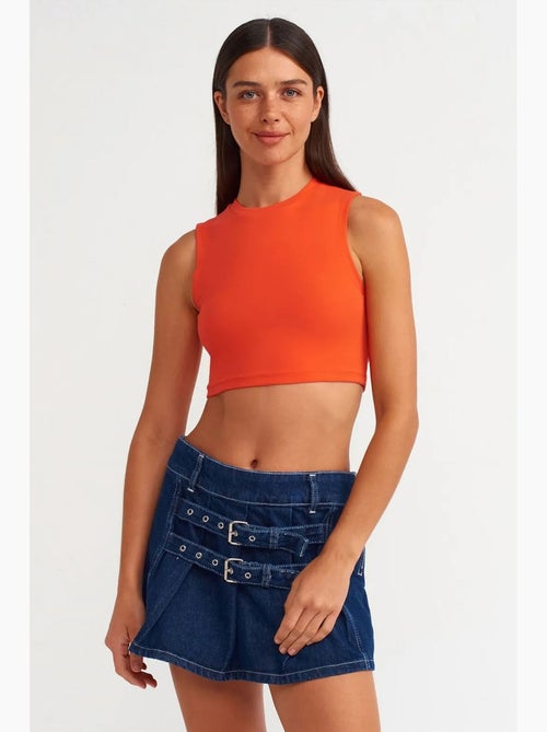 Top crop sans manches en jersey de coton dilvin - Kiabi