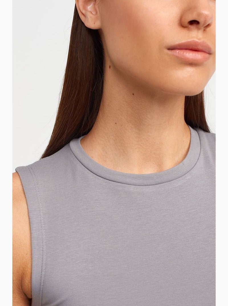 Top crop sans manches en jersey de coton dilvin Gris - Kiabi