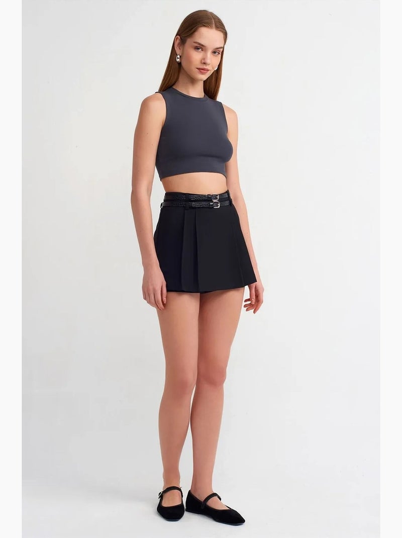 Top crop sans manches en jersey de coton dilvin Gris Noir - Kiabi