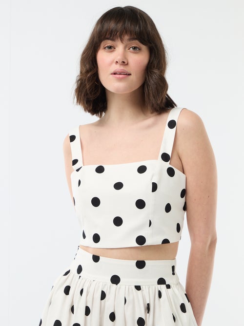 Top cropped à motif à pois - Kiabi