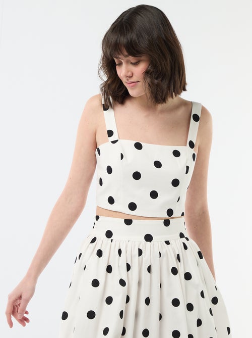 Top cropped à motif à pois - Kiabi