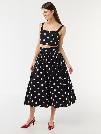 Top cropped à motif à pois