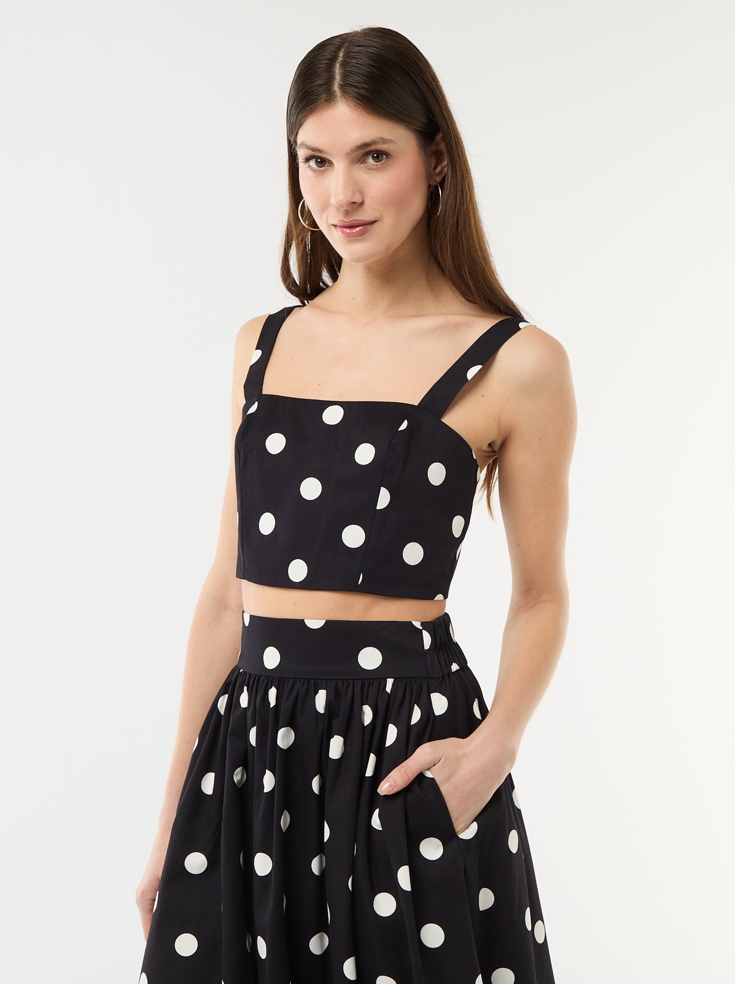 Top cropped à motif à pois
