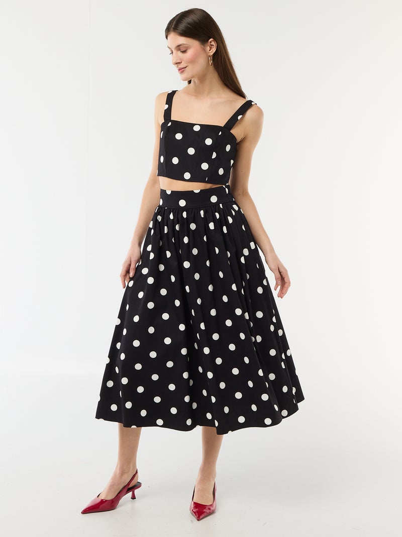 Top cropped à motif à pois Noir - Kiabi