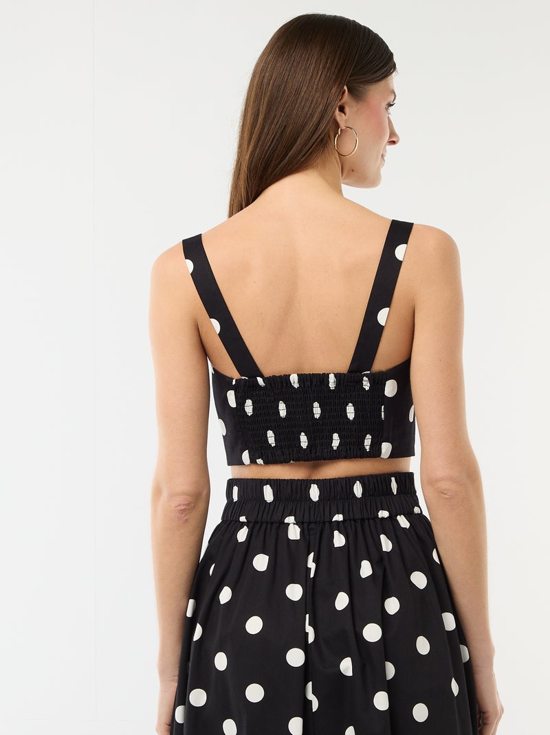 Top cropped à motif à pois Noir - Kiabi