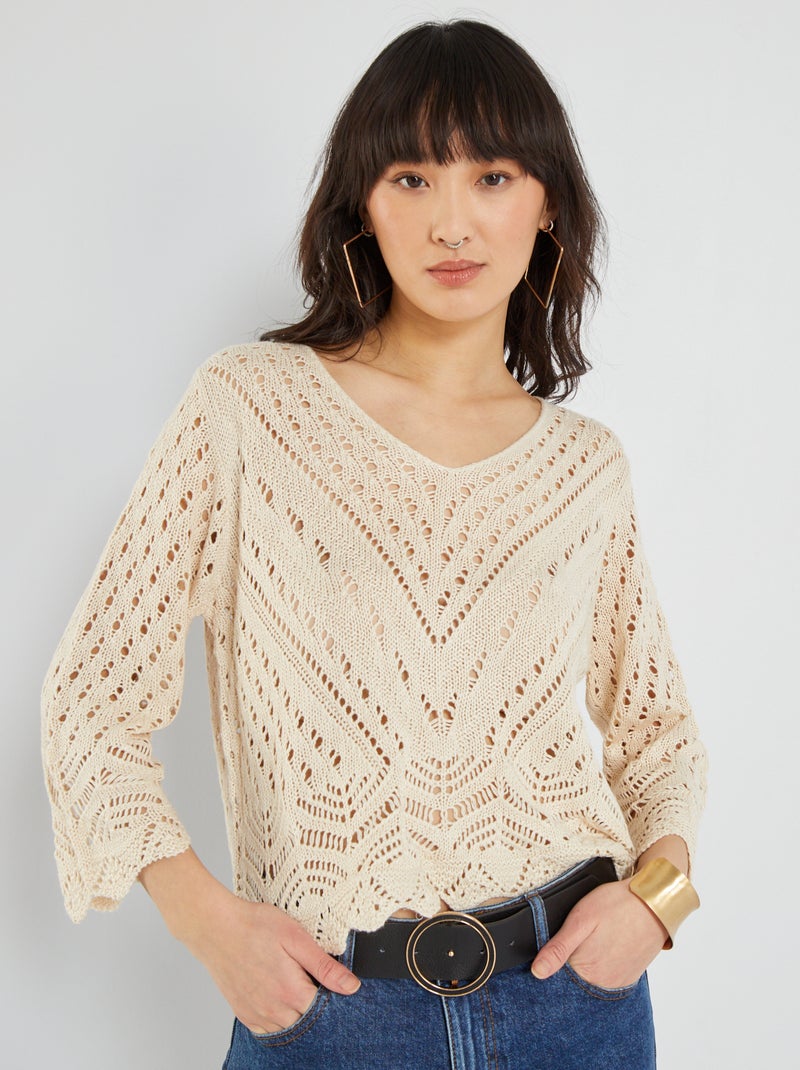Top cropped en crochet 'JDY' Beige - Kiabi