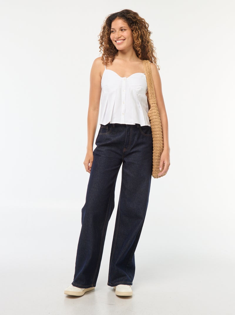 Top cropped en popeline Blanc - Kiabi