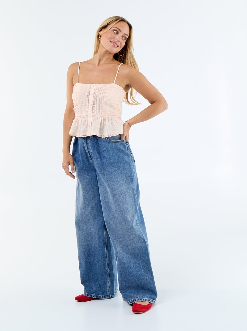Top cropped fines bretelles Beige - Kiabi