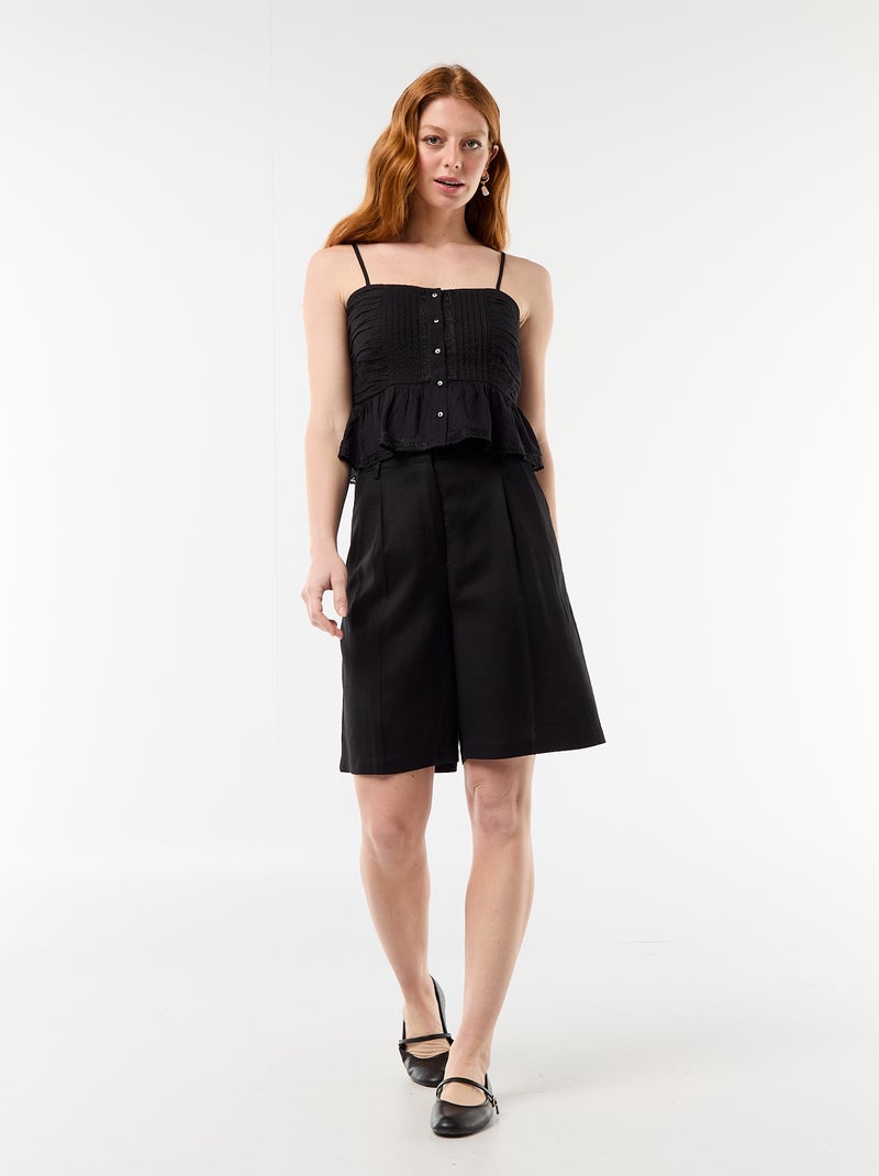 Top cropped fines bretelles Noir - Kiabi