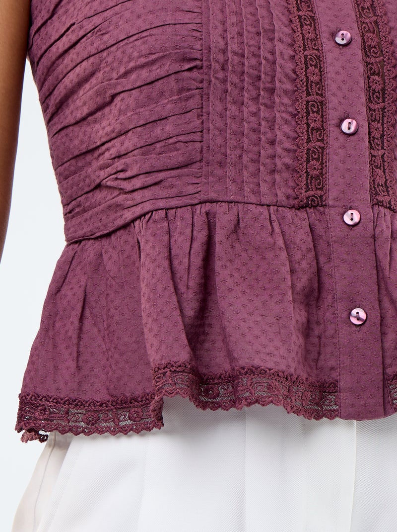Top cropped fines bretelles Violet - Kiabi