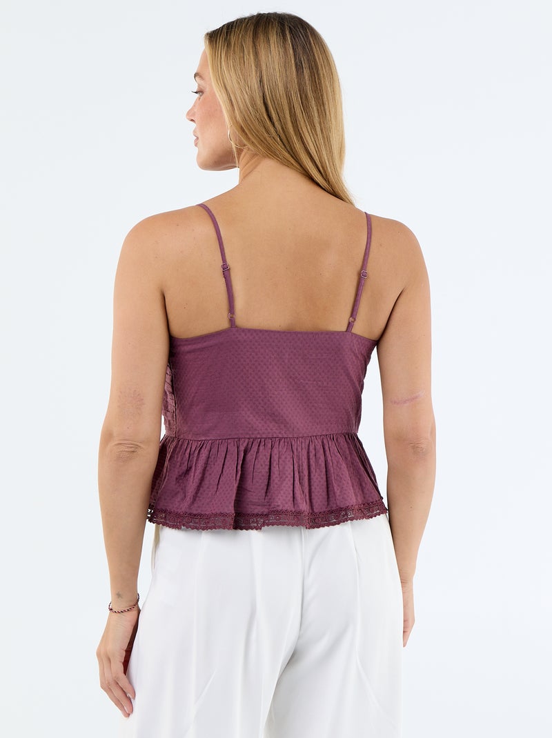 Top cropped fines bretelles Violet - Kiabi