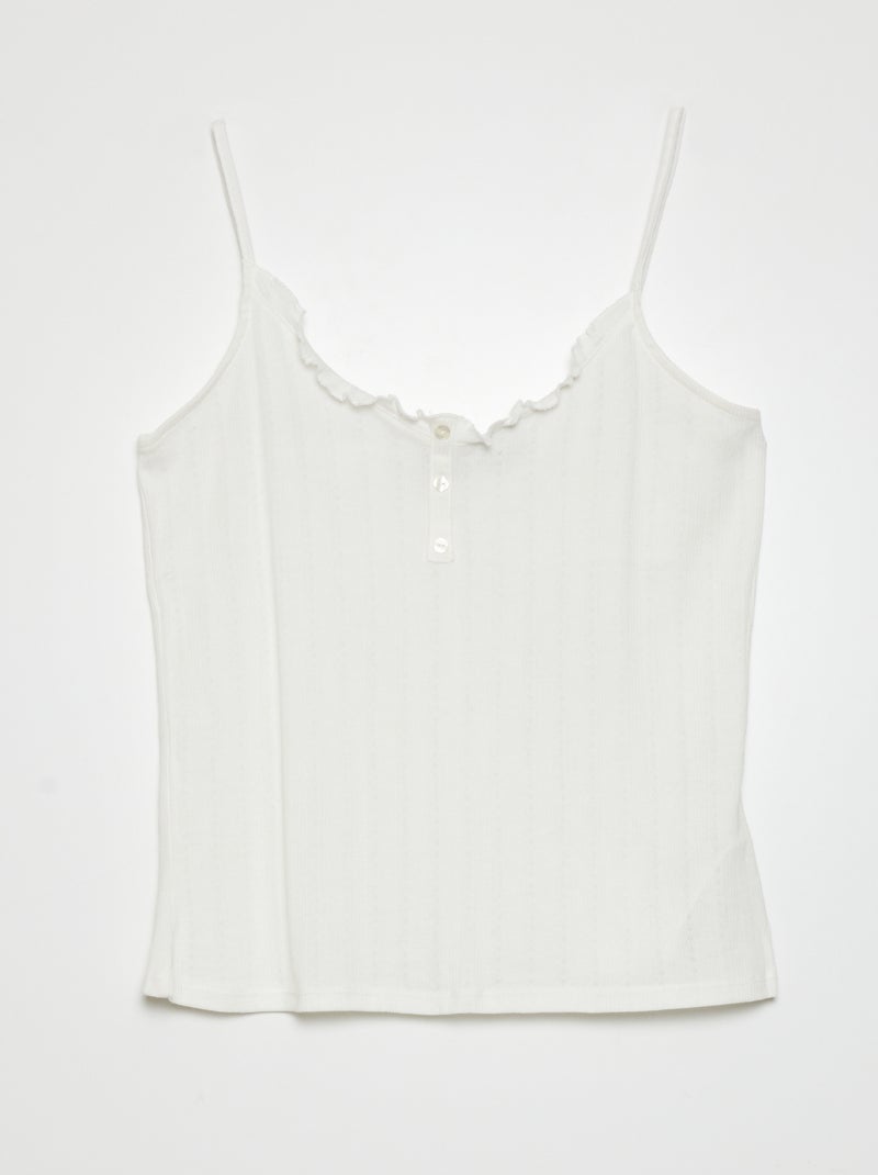 Top de nuit en maille pointelle Blanc - Kiabi