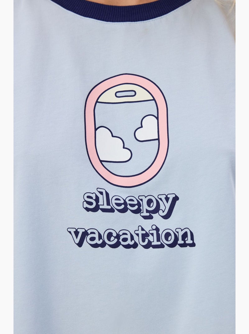 Top de pyjama vacation penti Bleu ciel - Kiabi