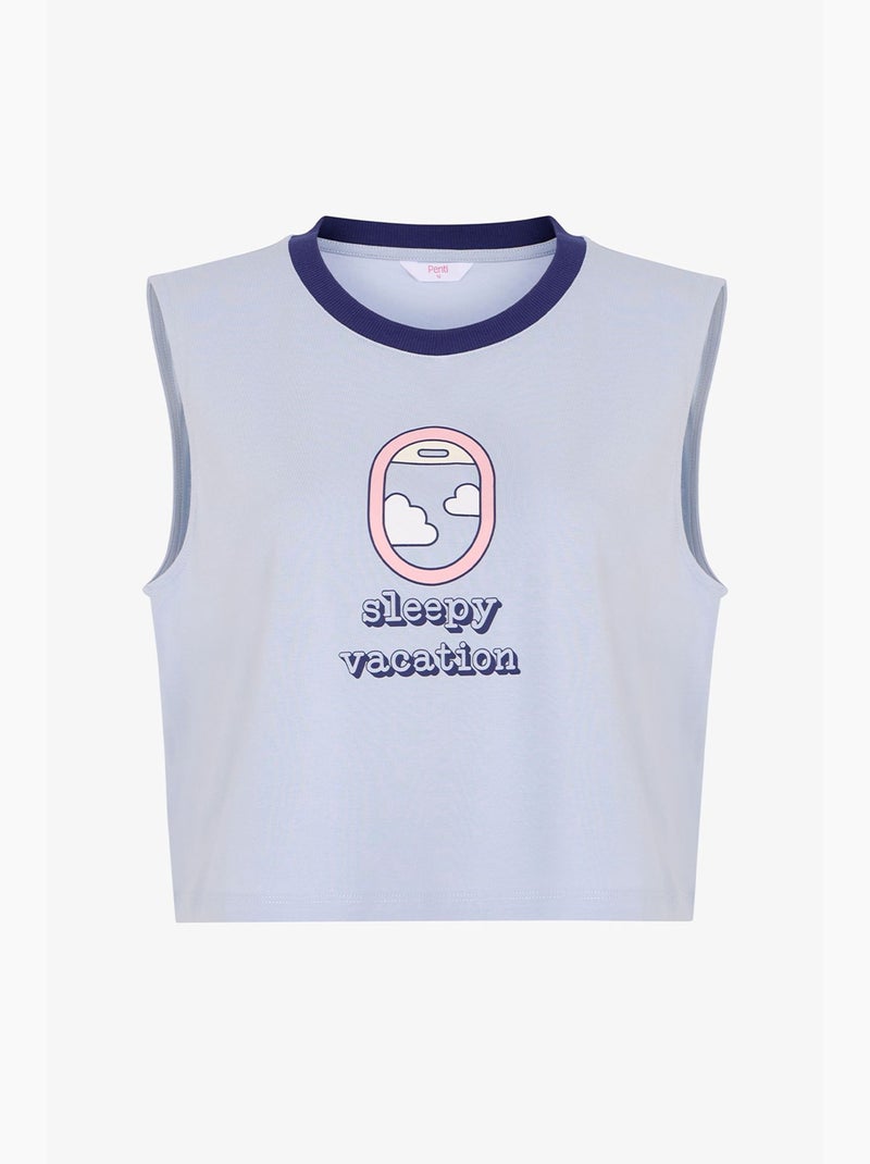 Top de pyjama vacation penti Bleu ciel - Kiabi