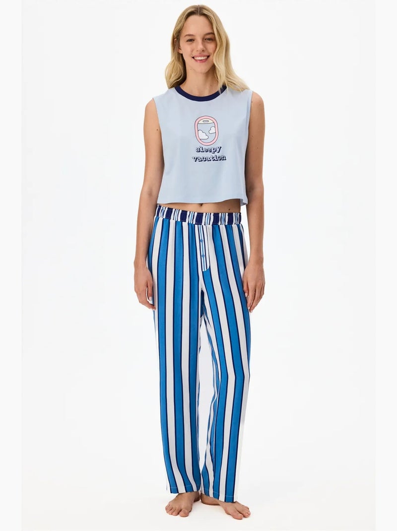 Top de pyjama vacation penti Bleu ciel - Kiabi