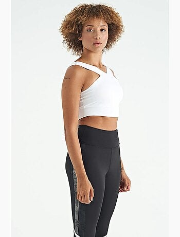 Top de sport court sans manches à col v pour femme tommy
