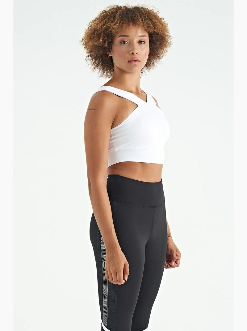 Top de sport court sans manches à col v pour femme tommy Blanc - Kiabi