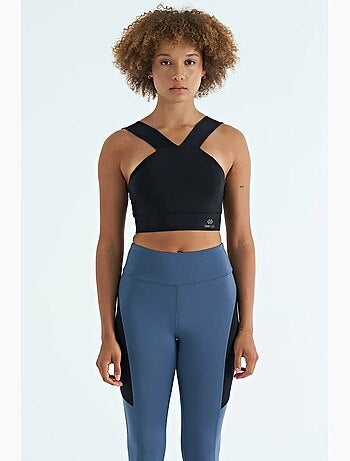 Top de sport court sans manches à col v pour femme tommy