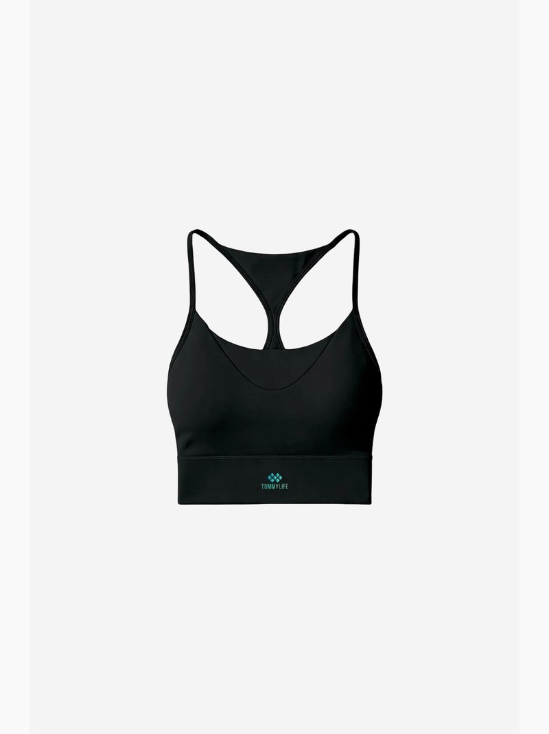 Top de sport femme court ajusté tommy Noir - Kiabi