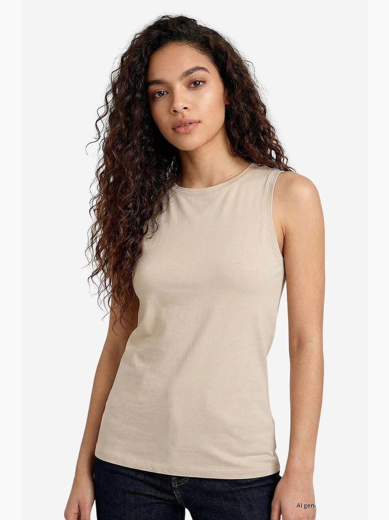Top de sport femme en coton et élasthanne tommy Beige argile - Kiabi