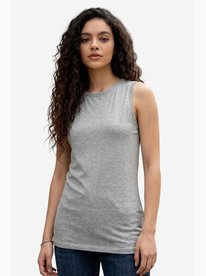 Top de sport femme en coton et élasthanne tommy Gris clair - Kiabi