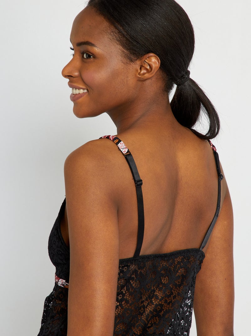 Top Coquin Finella Noir Imprimé Taille M/L - Occasion Très Bon état - Modèle KB516