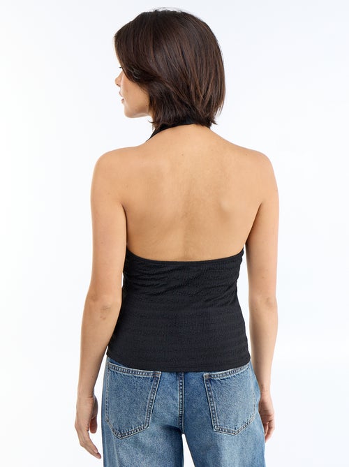 Top dos nu à pois en maille crinckle - Kiabi