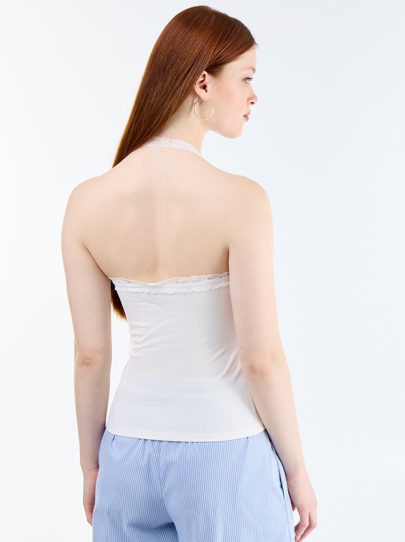 Top dos nu avec dentelle Blanc - Kiabi