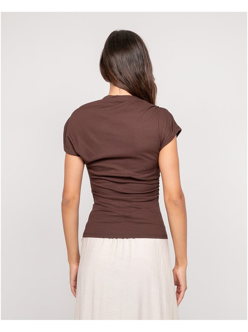 Top drapé avec bijoux FIJAYA Marron - Kiabi