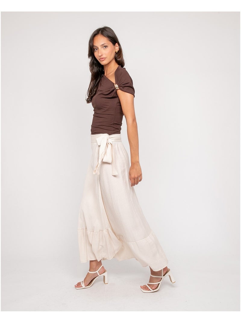Top drapé avec bijoux FIJAYA Marron - Kiabi