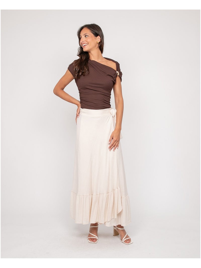 Top drapé avec bijoux FIJAYA Marron - Kiabi